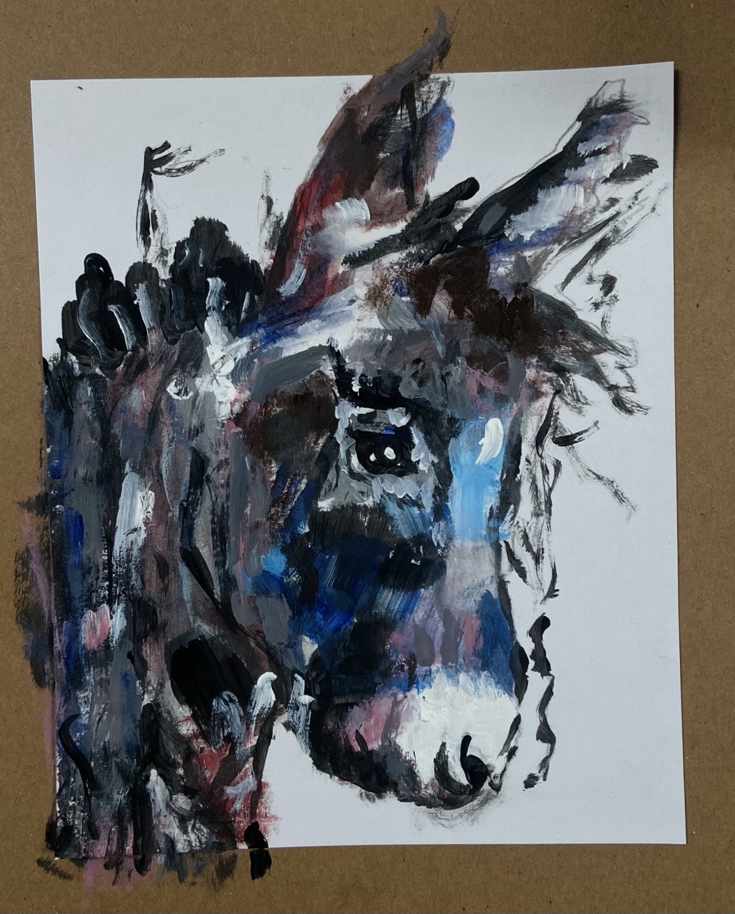 Ein Bild eines blauen Esels auf Aquarell